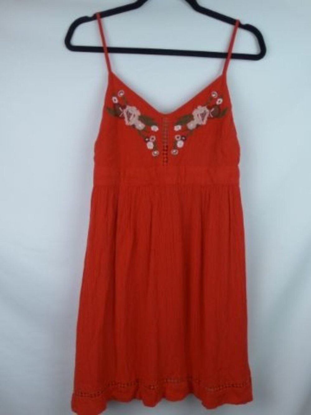 Guess Womens Dress Size Medium Orange Floral Embroidered Sleeveless Summer Dress
